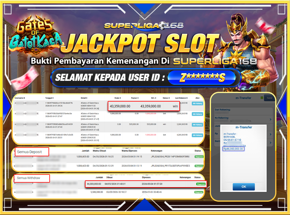 SUPERLIGA168 JACKPOT GATES OF GATOTKACA Rp.46,000,000-LUNAS